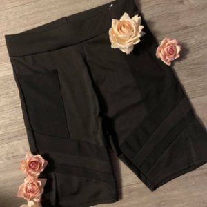 NEW-Black Mesh Sides with Pockets Biker Short